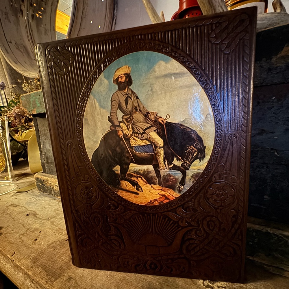 Vintage Leather Book with Cowboy Illustration - The Old West, The Trailblazers
